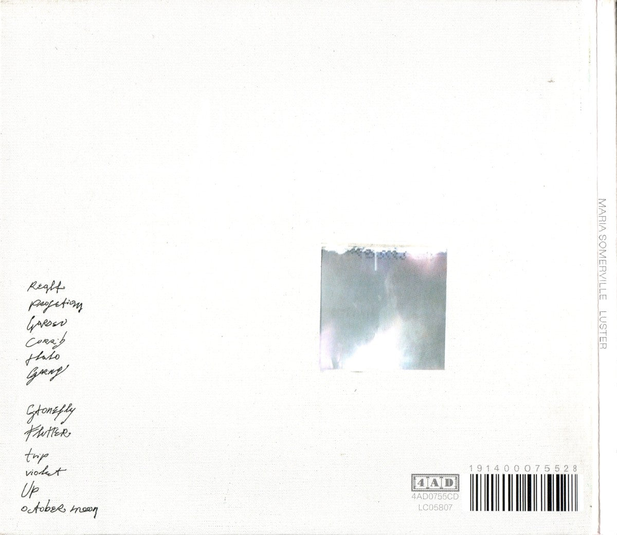 Back Cover: Maria Somerville – Luster CD | Relix