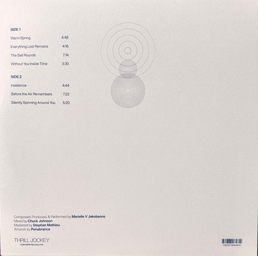 Back Cover: Marielle Jakobsons  V – Patterns Lost To Air (Turquoise LP Vinyl) Vinyl LP | Relix