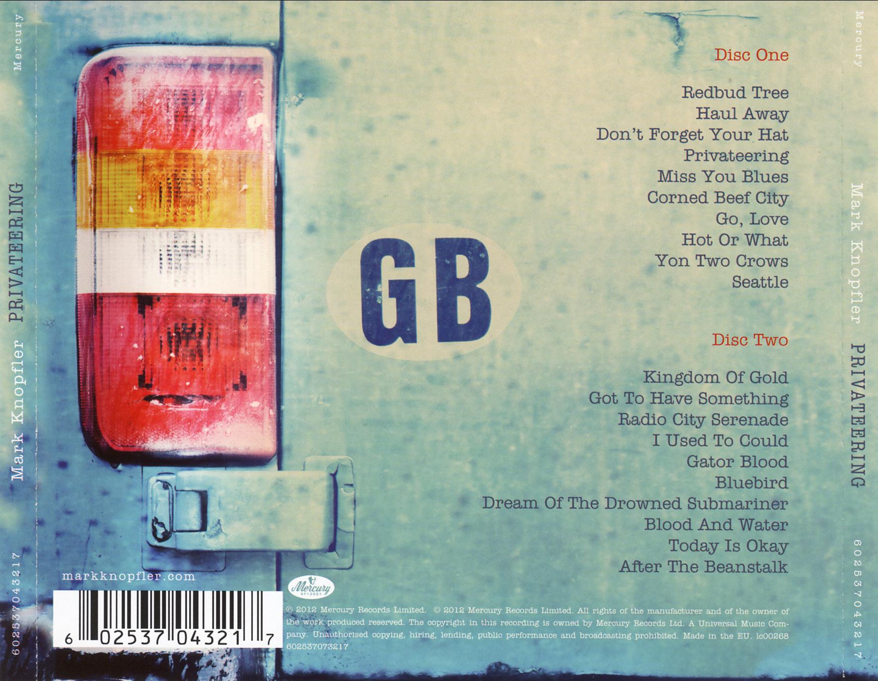 Back Cover: Mark Knopfler – Privateering (2-CD) CD | Relix