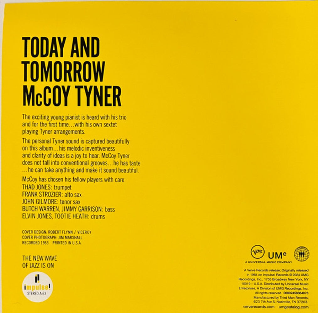 Back Cover: McCoy Tyner – Today And Tomorrow (Verve By Request Series LP Vinyl) Vinyl LP | Relix