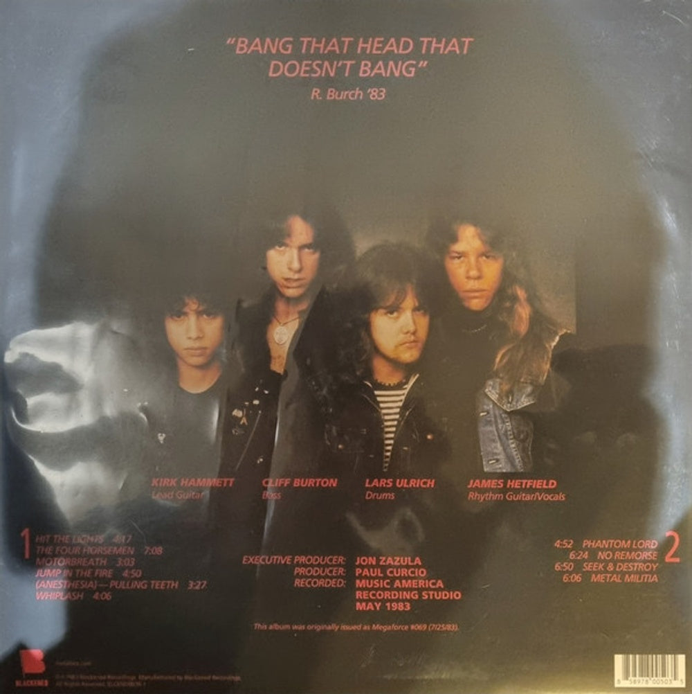 Back Cover: Metallica – Kill 'Em All: Remastered Vinyl LP | Relix