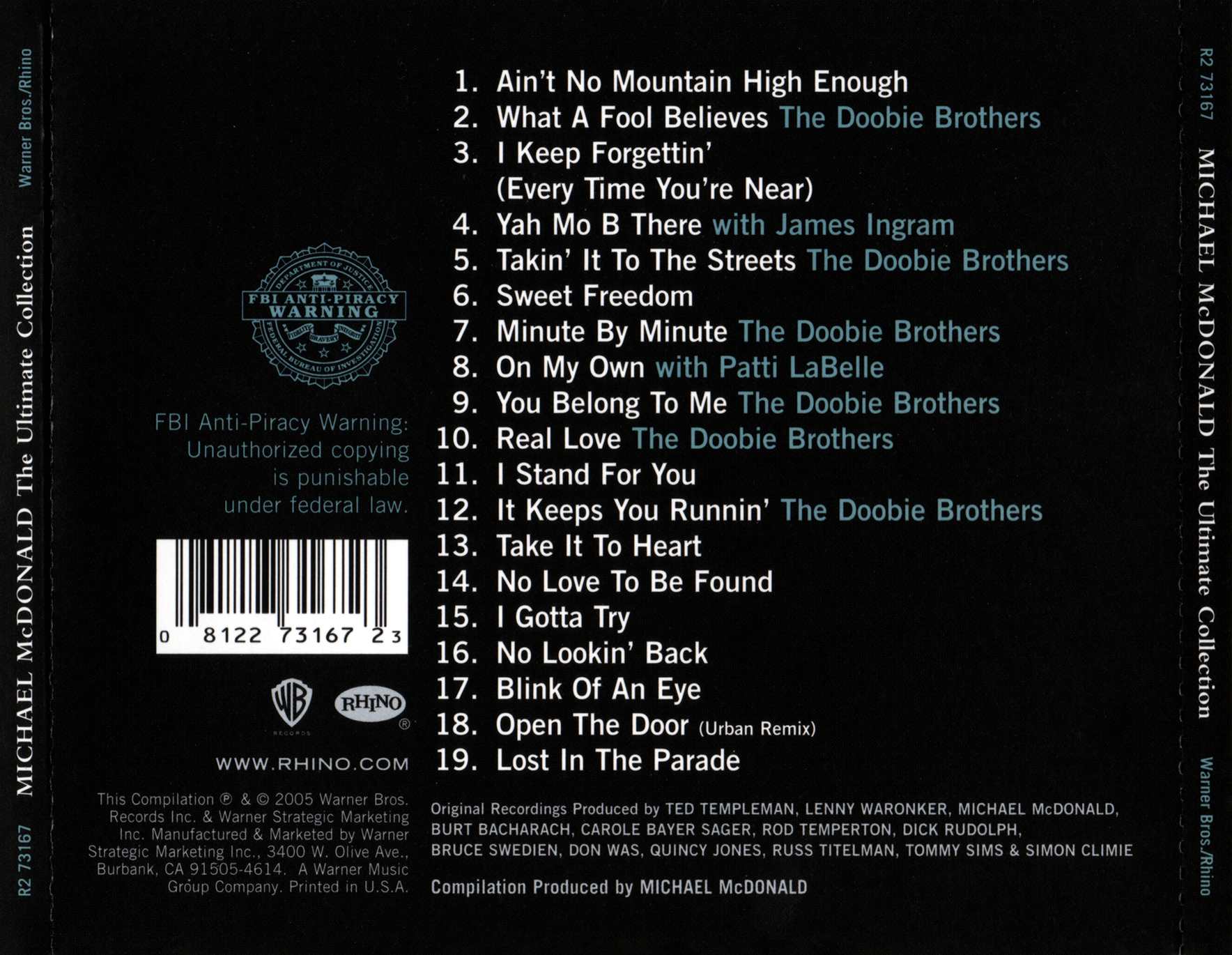 Back Cover: Michael McDonald – The Ultimate Collection CD | Relix
