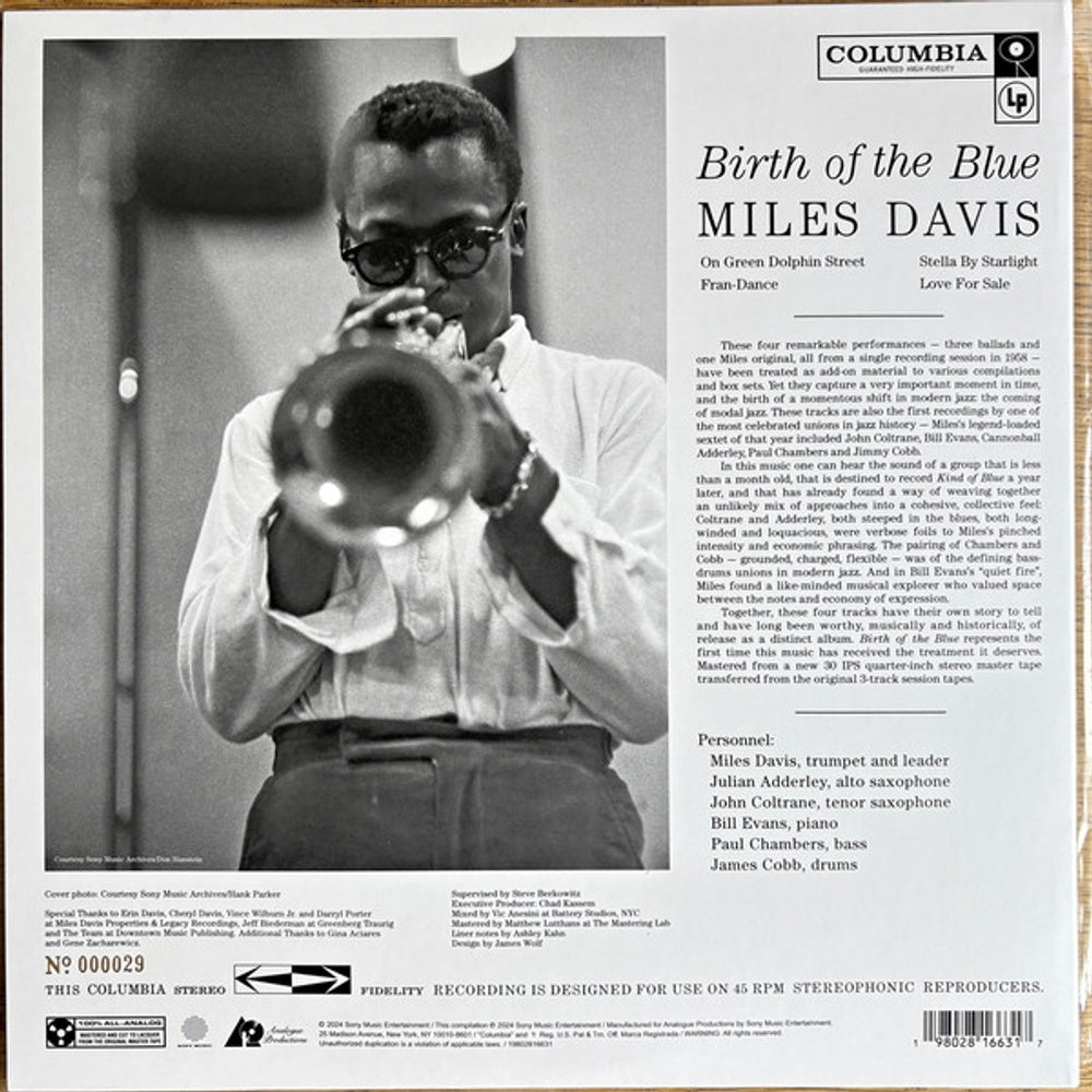 Back Cover: Miles Davis – Birth Of The Blue (180 Gram LP Vinyl) Vinyl LP | Relix