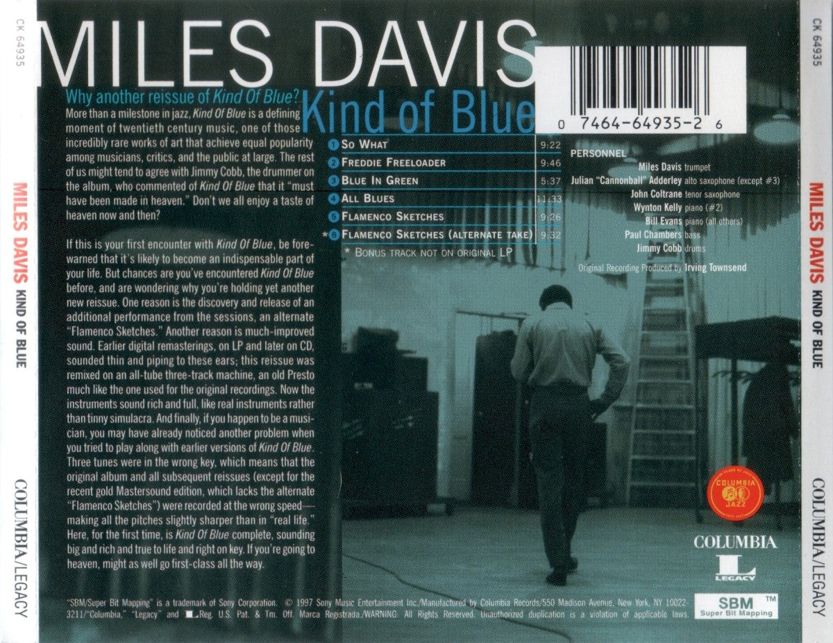 Back Cover: Miles Davis – Kind Of Blue (remastered + Bonus Track CD) CD | Relix