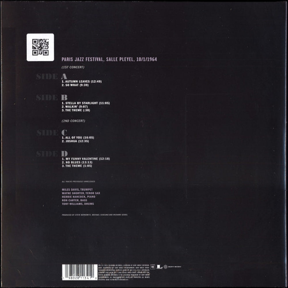 Back Cover: Miles Davis – Paris Jazz Festival, Salle Pleyel 10/1/1964 Vinyl LP | Relix