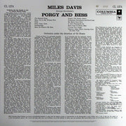 Back Cover: Miles Davis – Porgy and Bess (Mono LP Vinyl) Vinyl LP | Relix