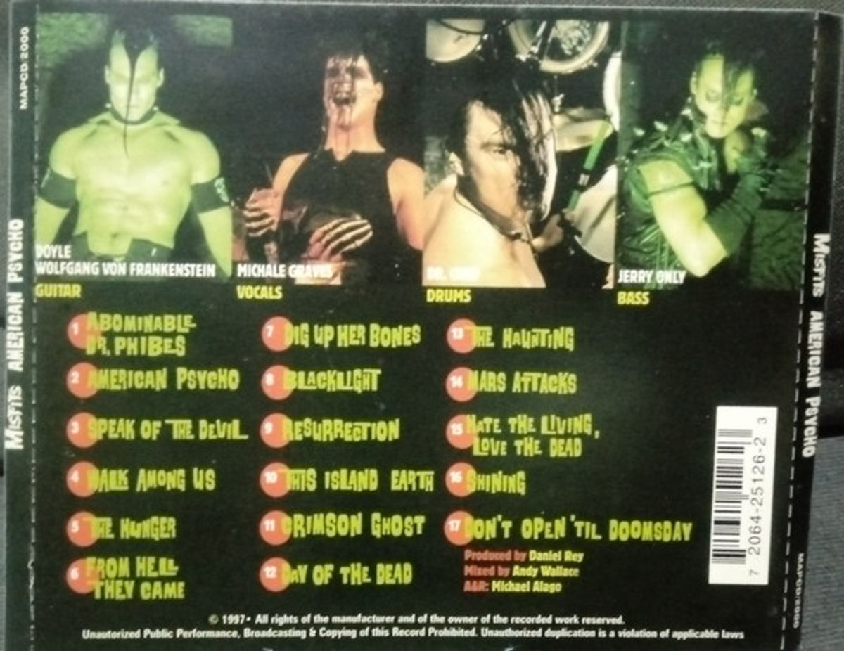 Back Cover: Misfits – American Psycho (CD) CD | Relix