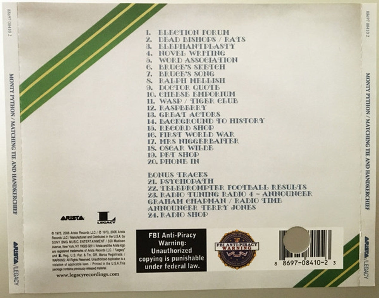 Back Cover: Monty Python – Matching Tie & Handkerchief CD | Relix