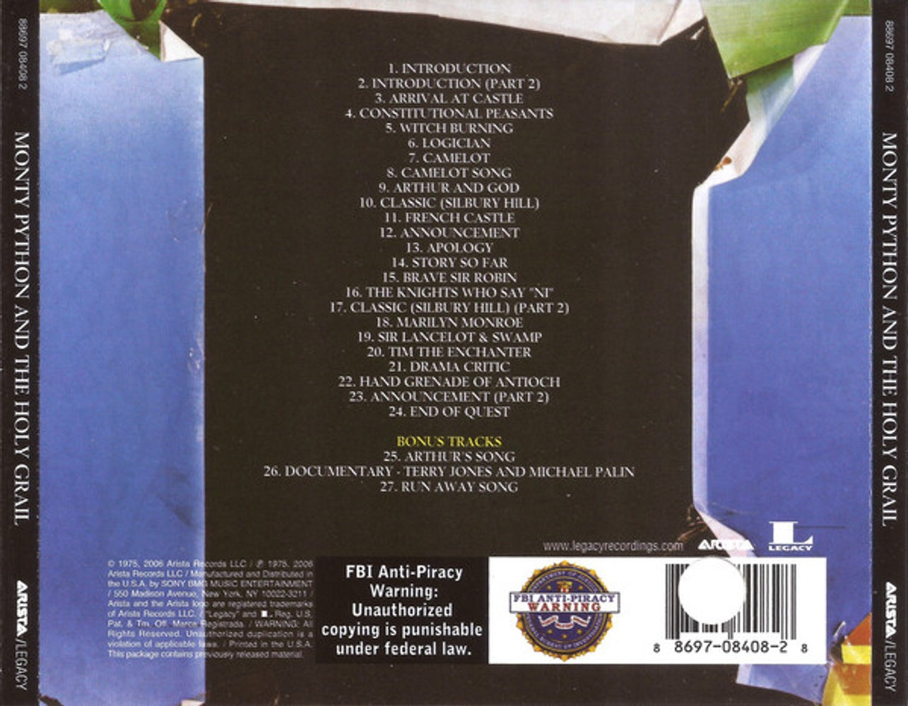 Back Cover: Monty Python – Monty Python's Holy Grail CD | Relix