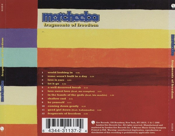 Back Cover: Morcheeba – Fragments of Freedom CD | Relix