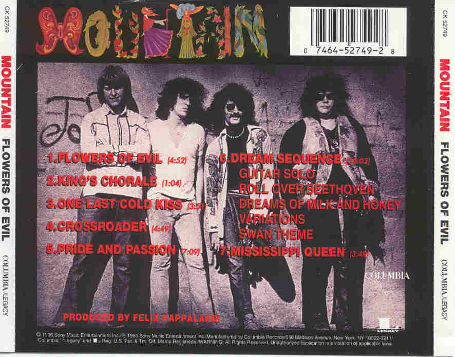 Back Cover: Mountain – Flowers of Evil CD | Relix