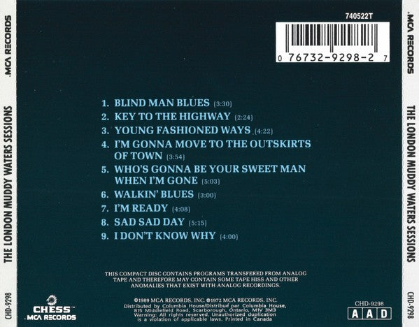 Back Cover: Muddy Waters – London Sessions CD | Relix