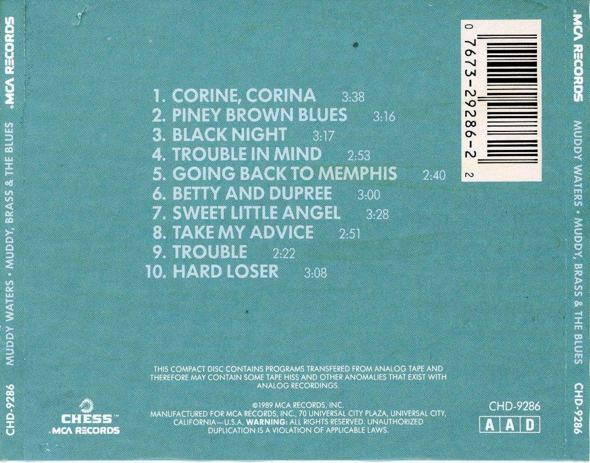 Back Cover: Muddy Waters – Muddy Brass & The Blues Vinyl LP | Relix
