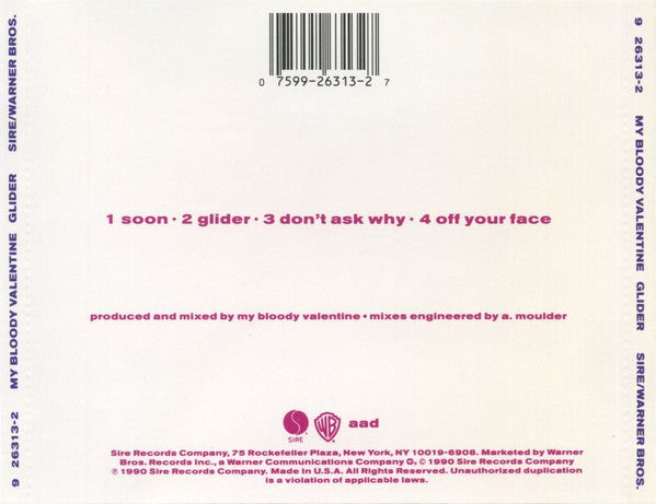 Back Cover: My Bloody Valentine – Glider CD | Relix