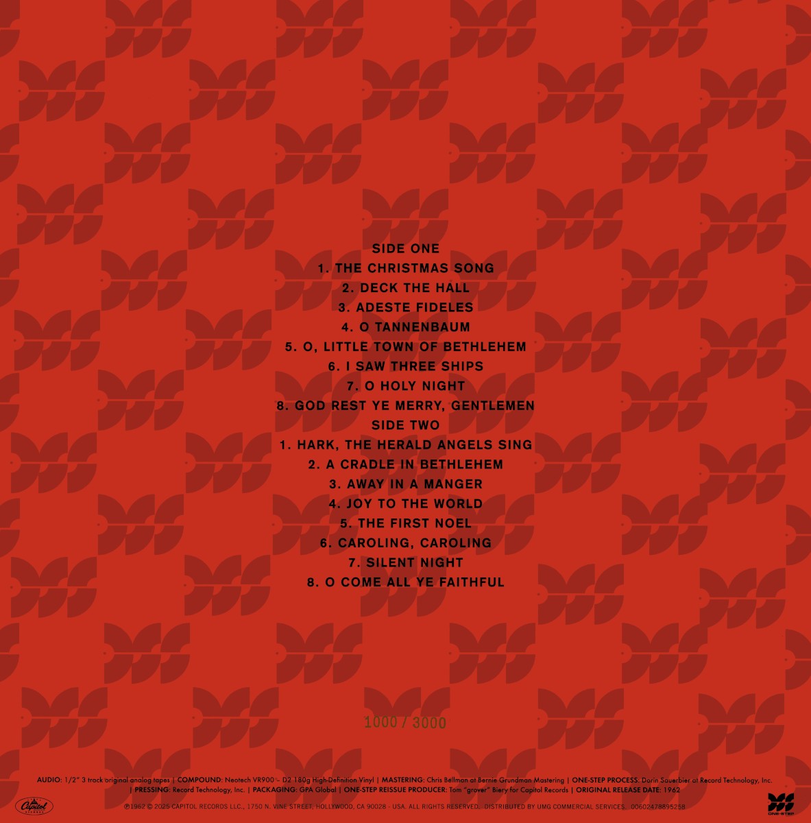 Back Cover: Nat King Cole – The Christmas Song (DSS One-Step, 180g LP Vinyl) Vinyl LP | Relix