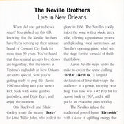 Back Cover: Neville Brothers – Live in New Orleans CD | Relix