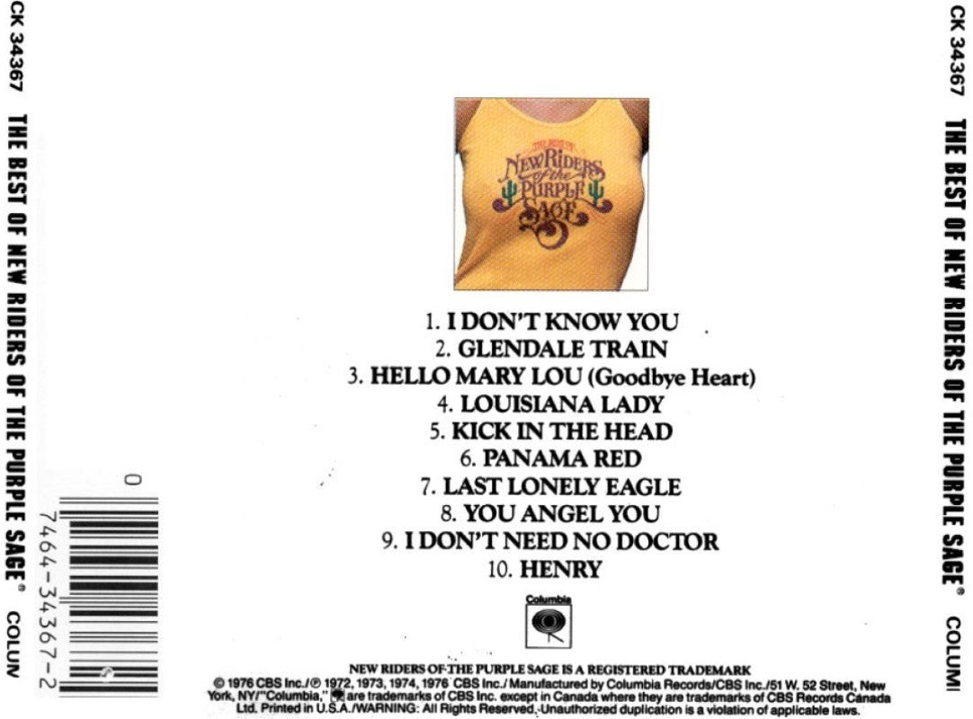 Back Cover: New Riders Of The Purple Sage – The Best of New Riders of the Purple Sage CD | Relix