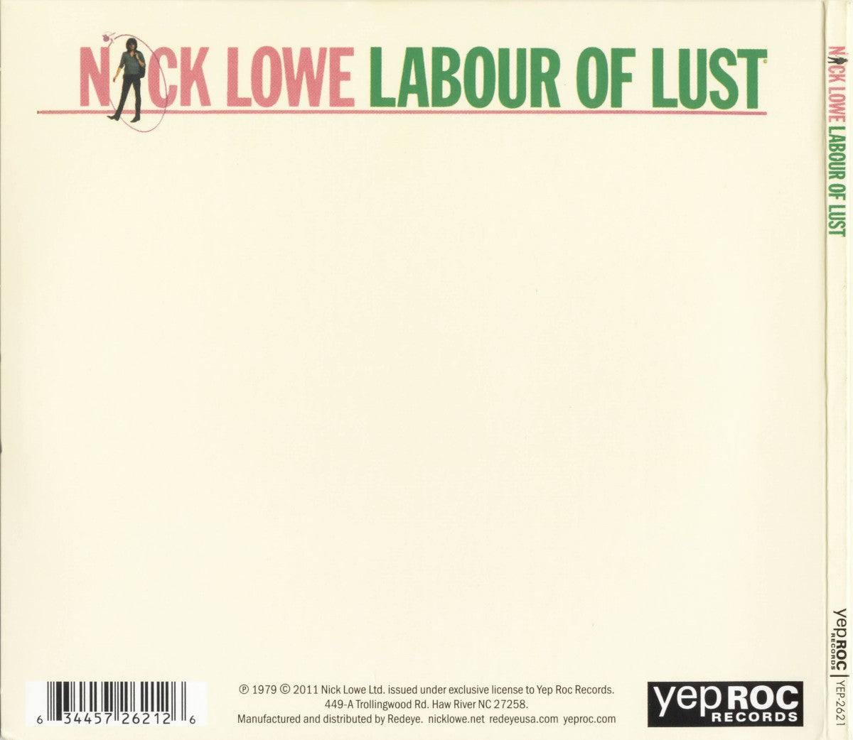 Back Cover: Nick Lowe – Labour of Lust CD | Relix