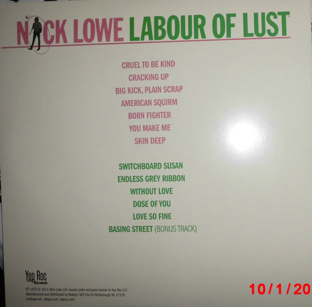 Back Cover: Nick Lowe – Labour Of Lust (Colored, Grn LP Vinyl) Vinyl LP | Relix