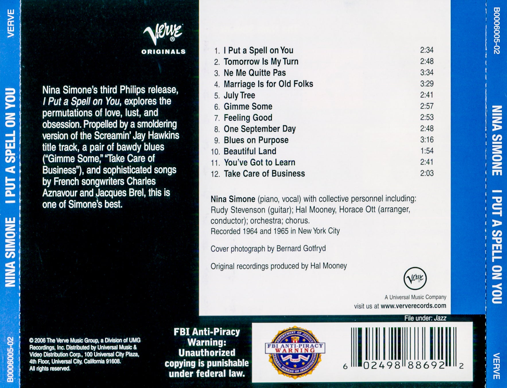 Back Cover: Nina Simone – I Put a Spell on You CD | Relix