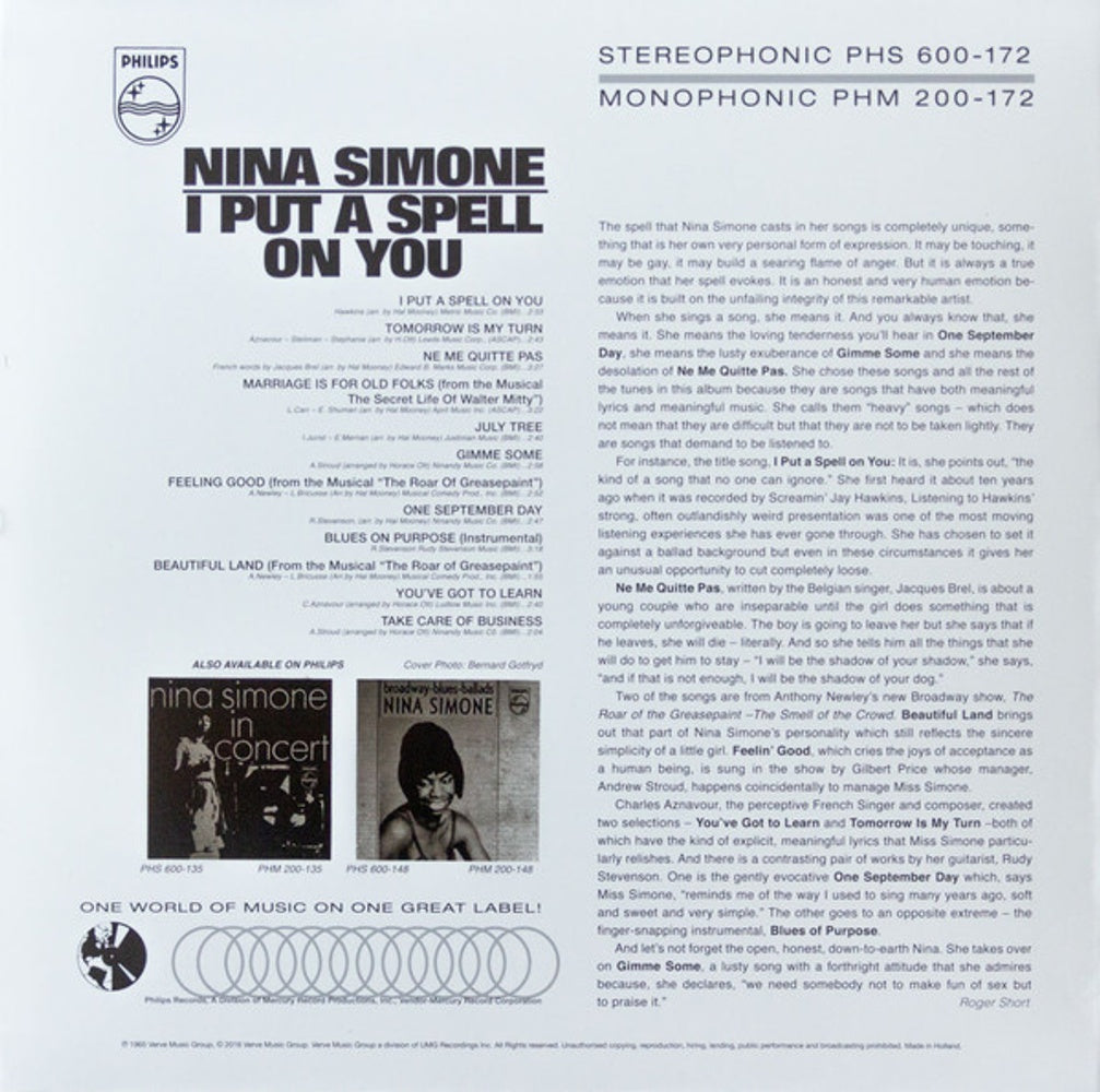 Back Cover: Nina Simone – I Put A Spell On You Vinyl LP | Relix