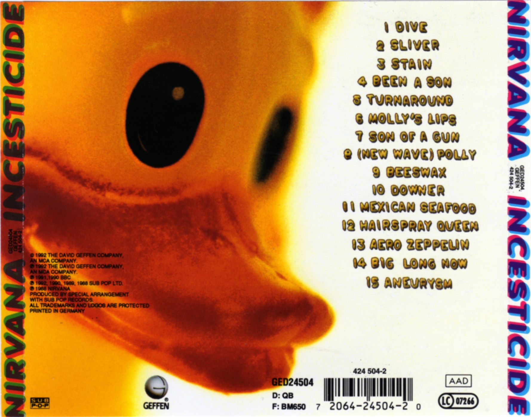 Back Cover: Nirvana – Incesticide CD | Relix