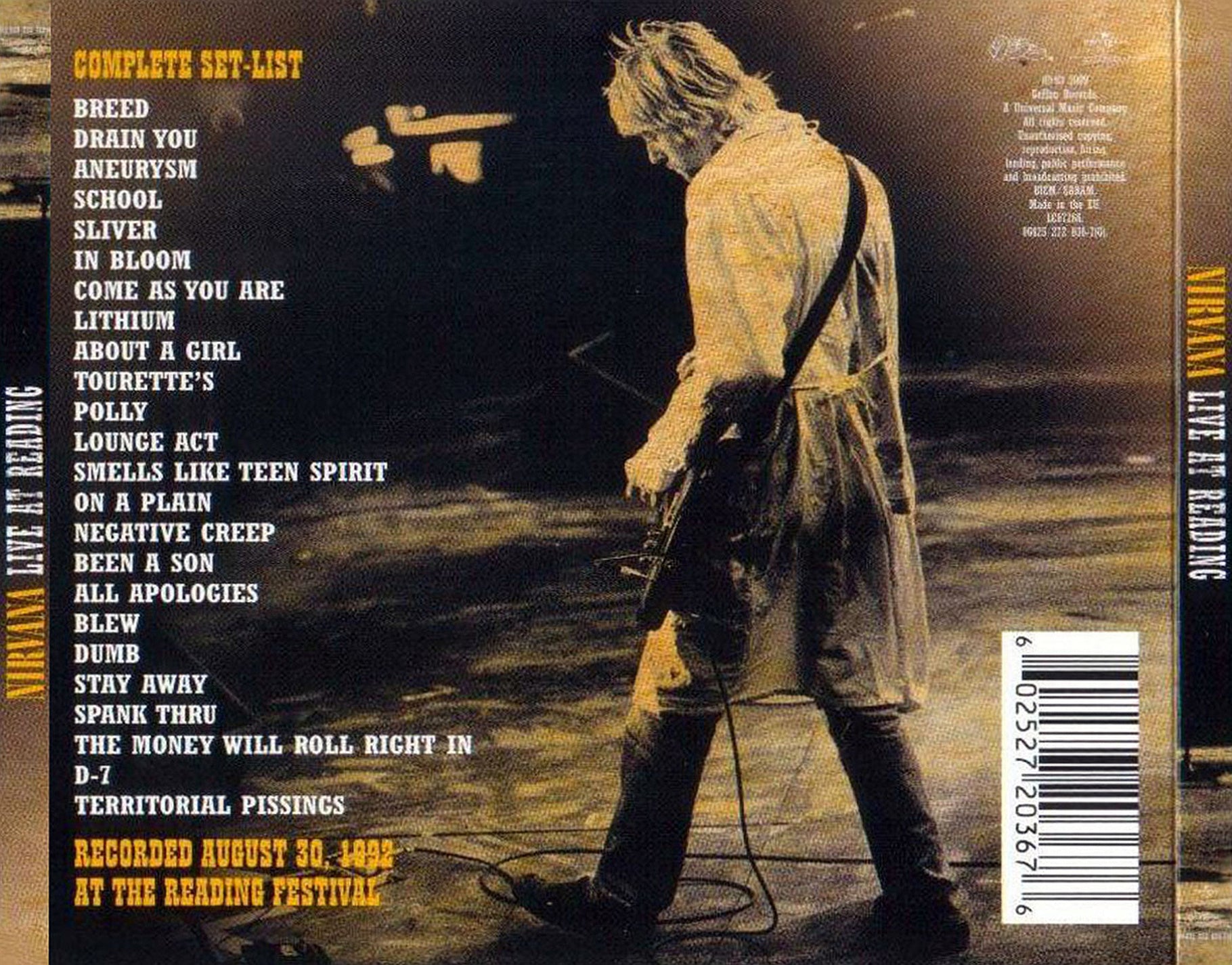 Back Cover: Nirvana – Live at Reading CD | Relix