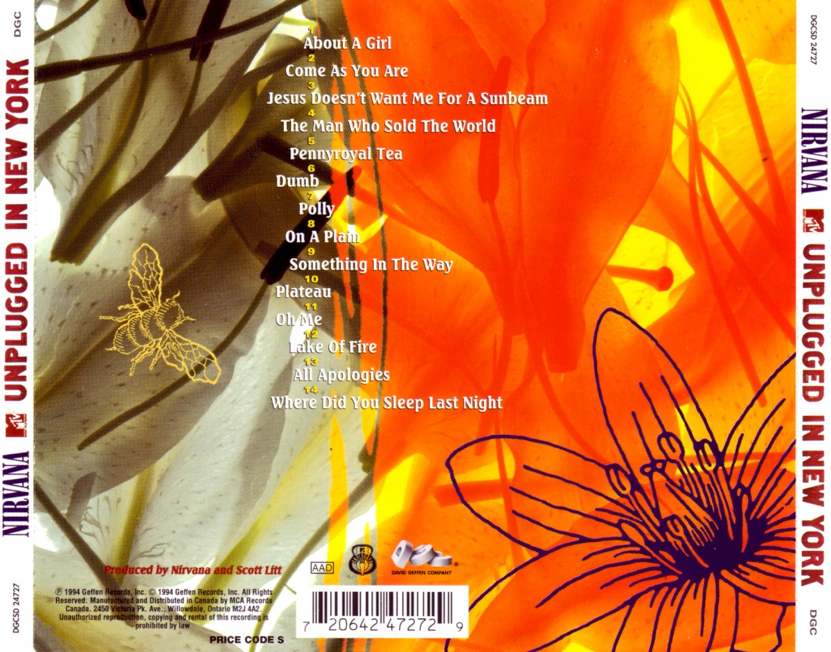 Back Cover: Nirvana – Unplugged in New York CD | Relix