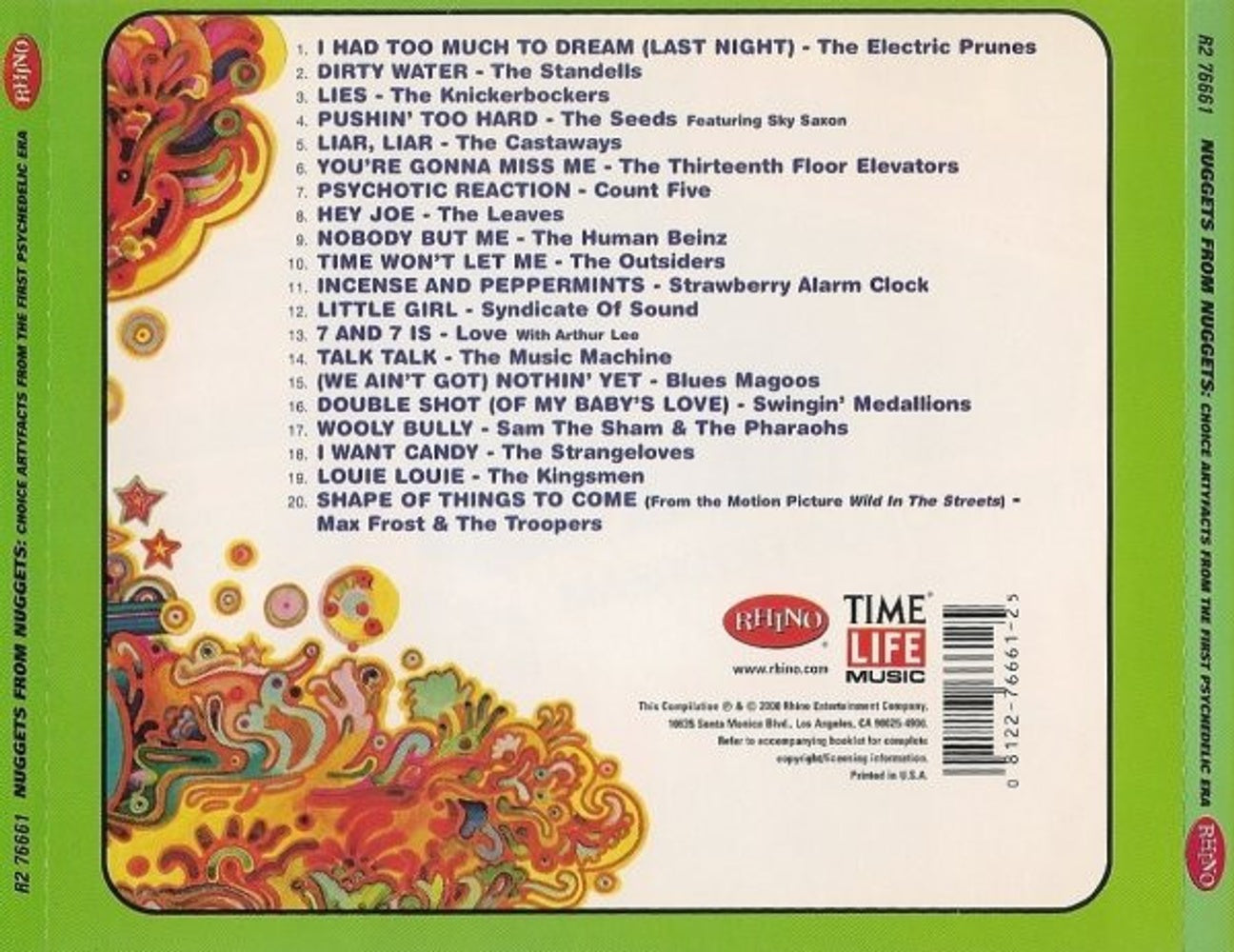 Back Cover: Nuggets From Nuggets-Artyfa – Nuggets From Nuggets: Original Artyfacts From The First Psychedelic Era CD | Relix