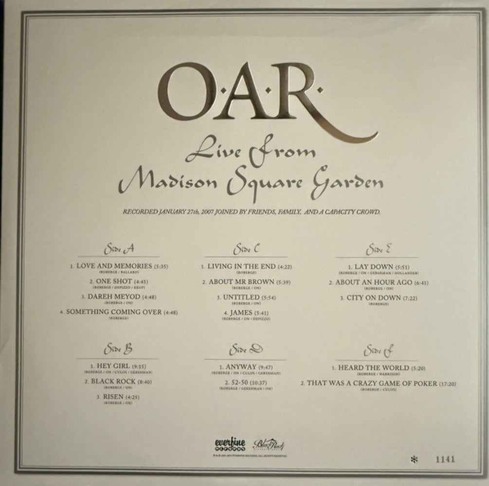 Back Cover: O.A.R. – Live From Madison Square Garden (RSD, RSD Black Friday 2025 LP Vinyl) Vinyl LP | Relix