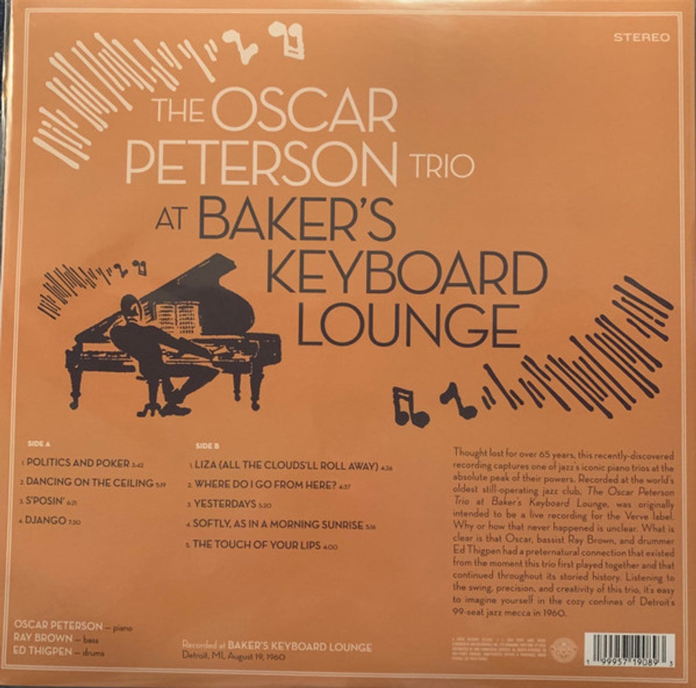 Back Cover: Oscar Peterson – At Bakers Keyboard Lounge Vinyl LP | Relix