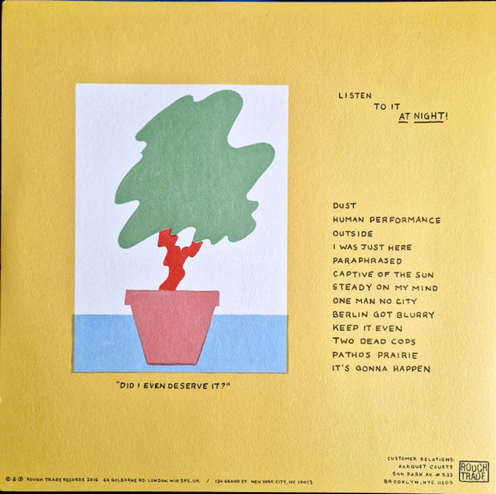 Back Cover: Parquet Courts – Human Performance Vinyl LP | Relix