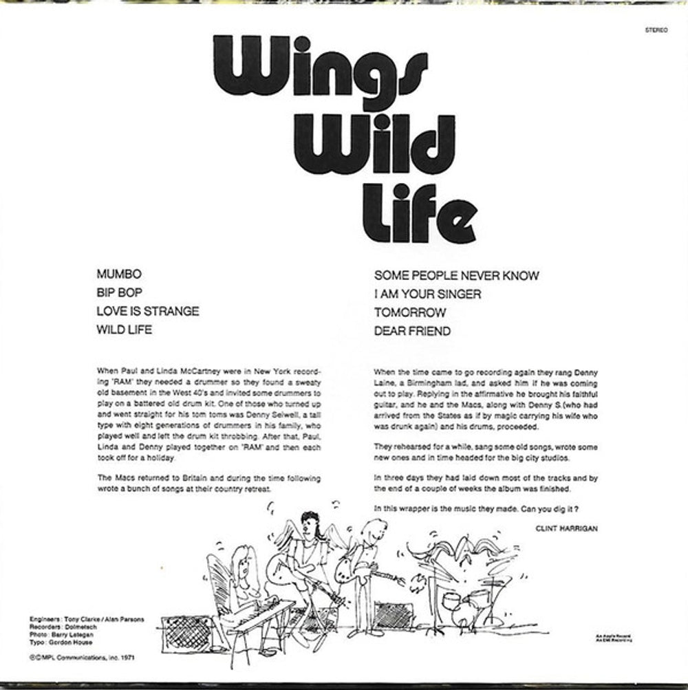 Back Cover: Paul McCartney And Wings – Wild LIfe - (SHM, Limited Edition CD) CD | Relix