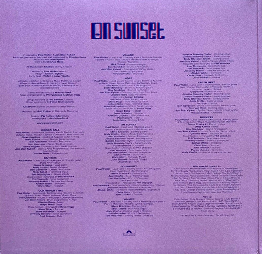 Back Cover: Paul Weller – On Sunset Vinyl LP | Relix