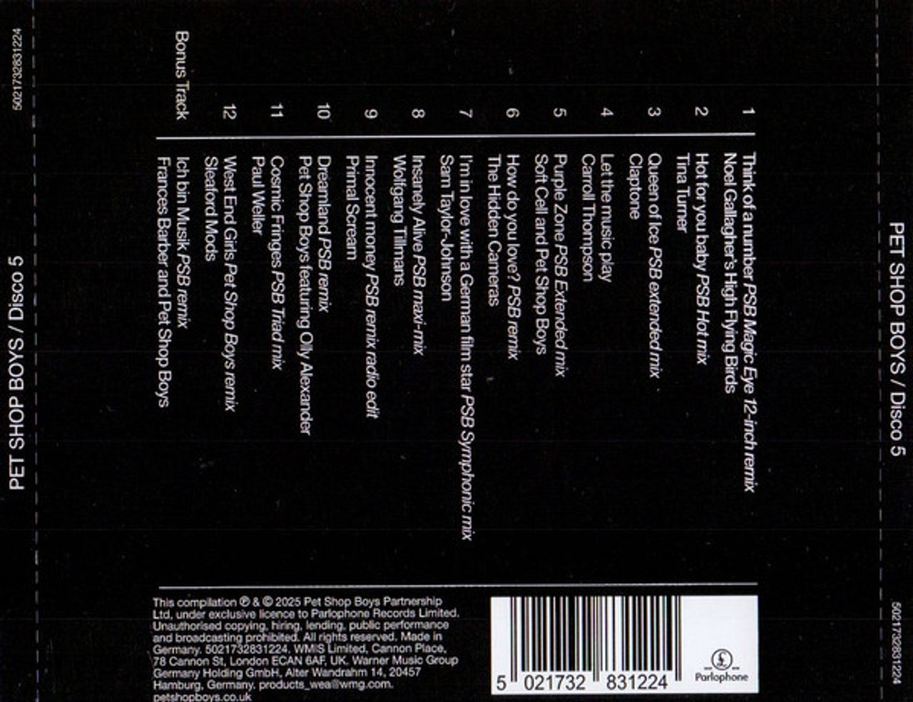 Back Cover: Pet Shop Boys – Disco 5 (Digipak CD) CD | Relix