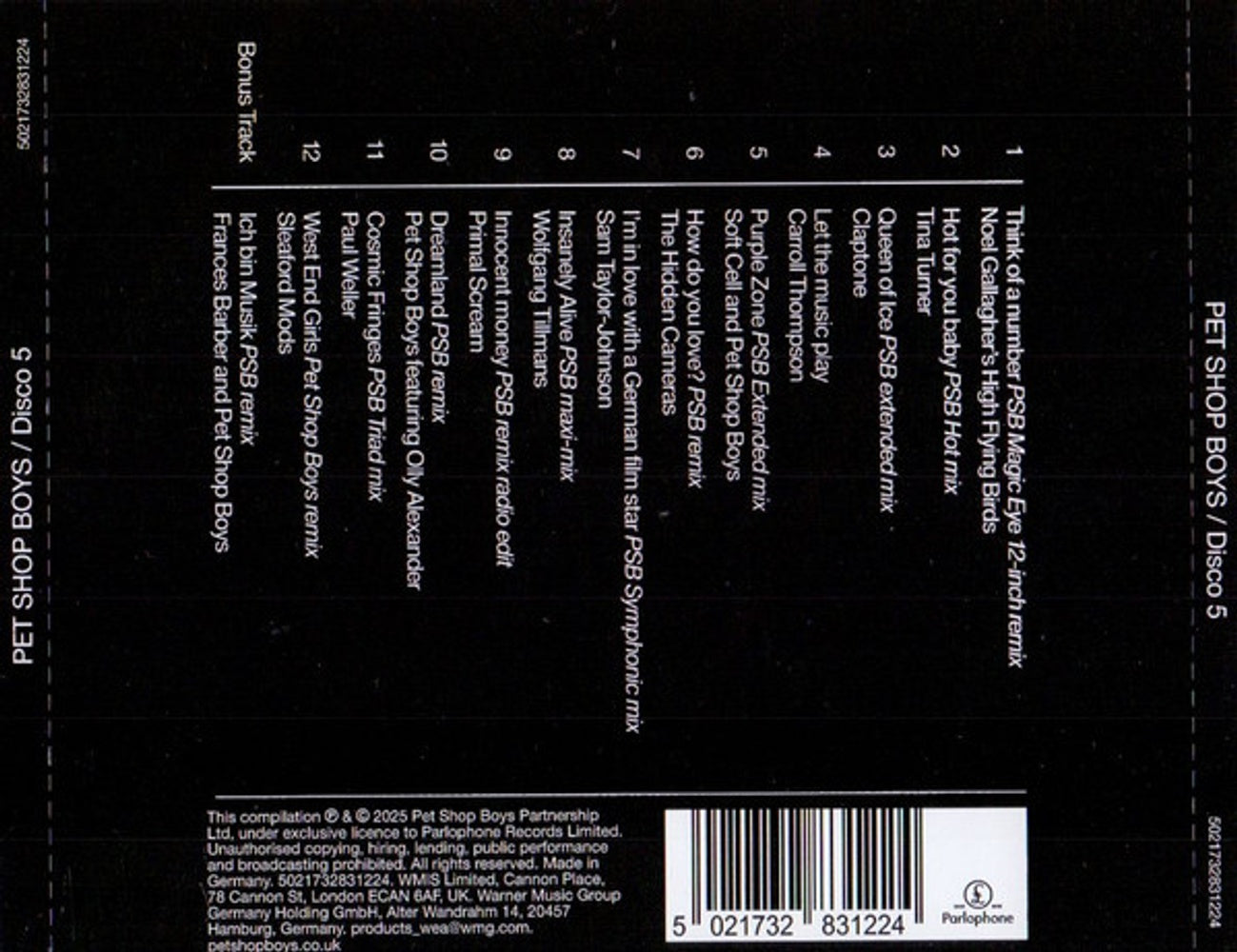 Back Cover: Pet Shop Boys – Disco 5 (Digipak CD) CD | Relix