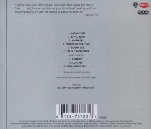 Back Cover: Pete Christlieb – Apogee (Bonus Tracks, Remastered CD) CD | Relix