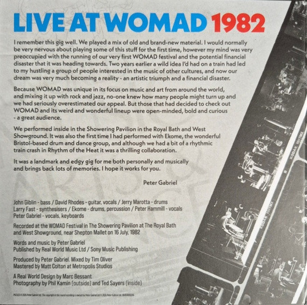 Back Cover: Peter Gabriel – Live at WOMAD 1982 (2-CD) CD | Relix