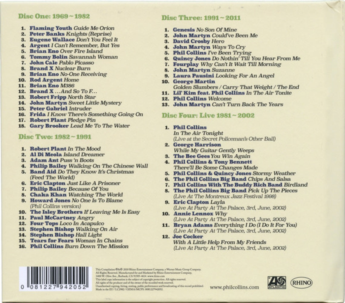 Back Cover: Phil Collins – Plays Well With Others (4-CD) CD | Relix