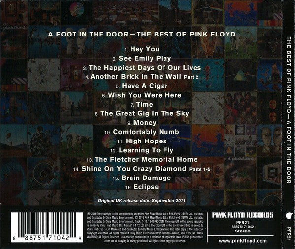 Back Cover: Pink Floyd – A Foot In The Door: The Best Of Pink Floyd CD | Relix