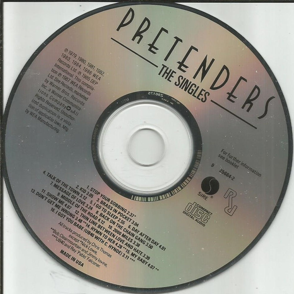 Back Cover: Pretenders – Pretenders: The Singles CD | Relix
