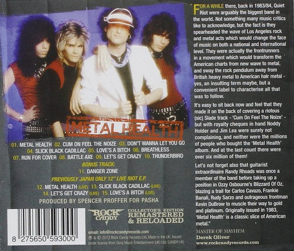 Back Cover: Quiet Riot – Metal Health Vinyl LP | Relix