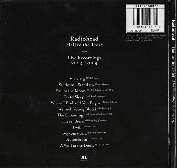 Back Cover: Radiohead – Hail to the Thief (Live Recordings 2003-2009 CD) CD | Relix