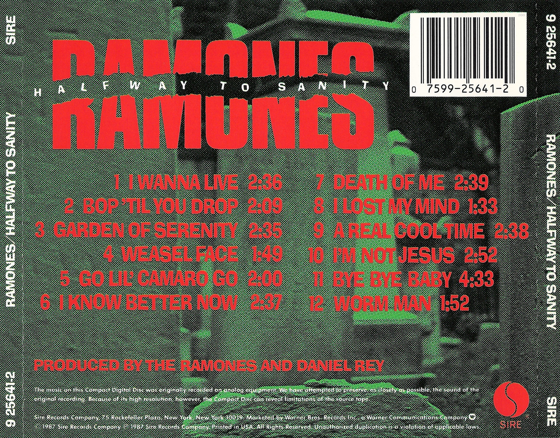 Back Cover: Ramones – Halfway To Sanity (Import CD) CD | Relix