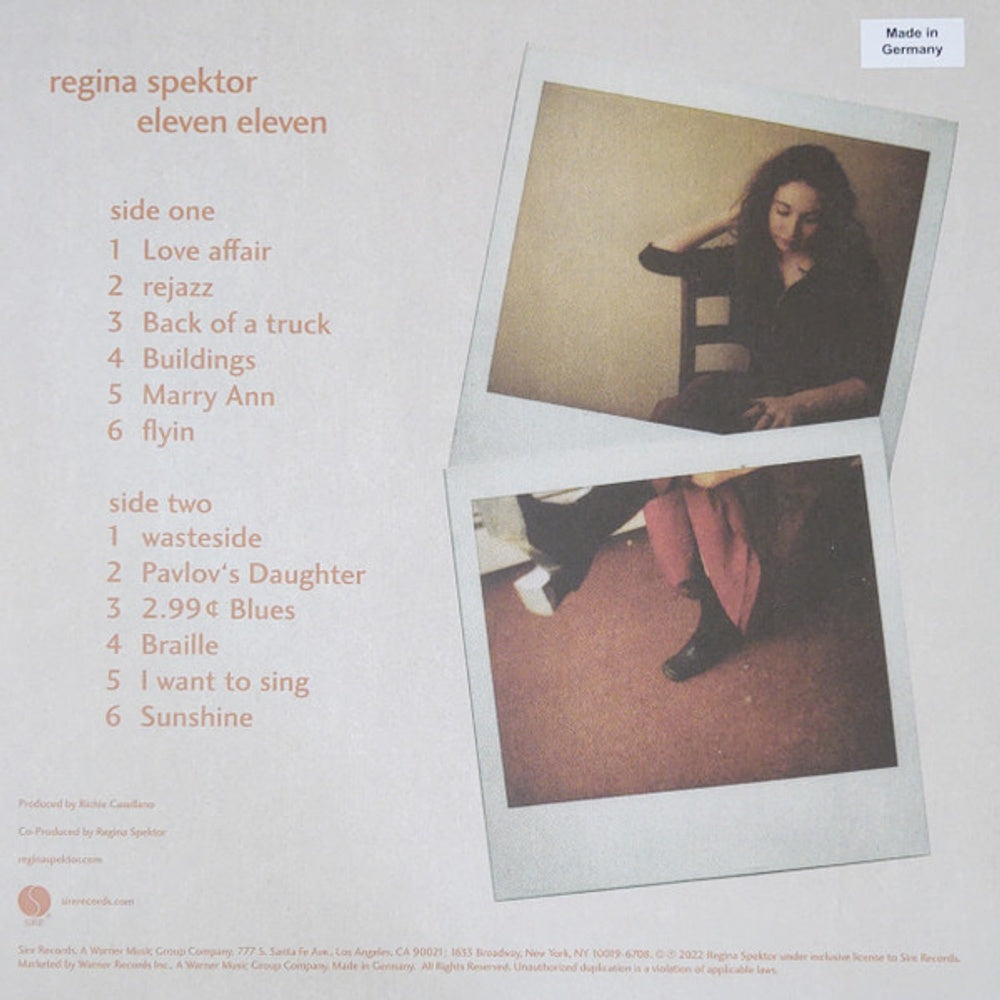 Back Cover: Regina Spektor – 11:11 Vinyl LP | Relix