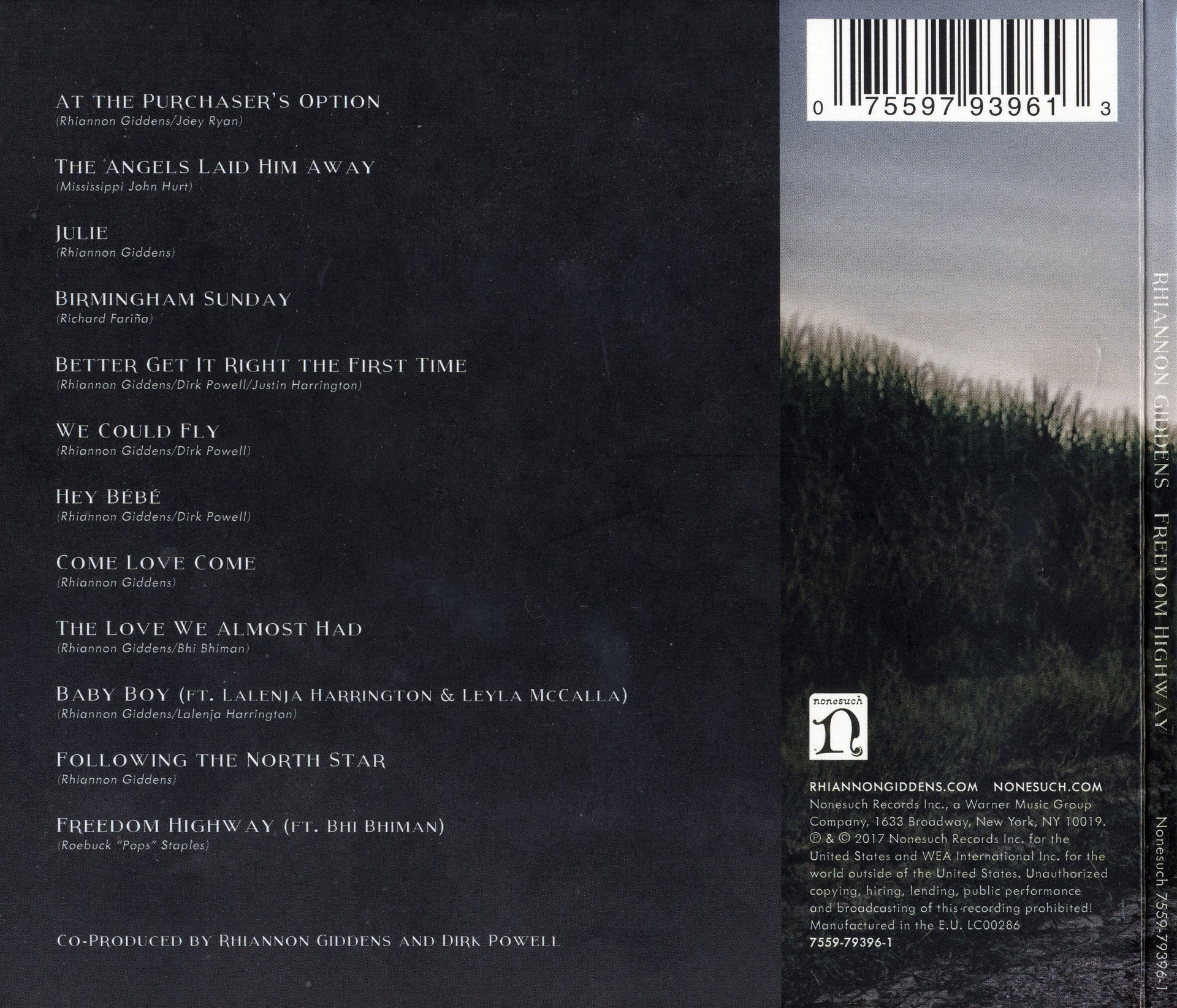Back Cover: Rhiannon Giddens – Freedom Highway CD | Relix