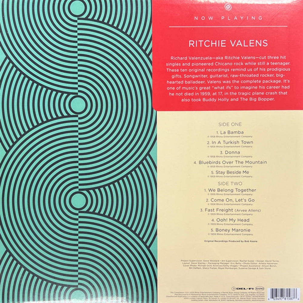 Back Cover: Richie Valens – Now Playing (Colored, Red LP Vinyl) Vinyl LP | Relix