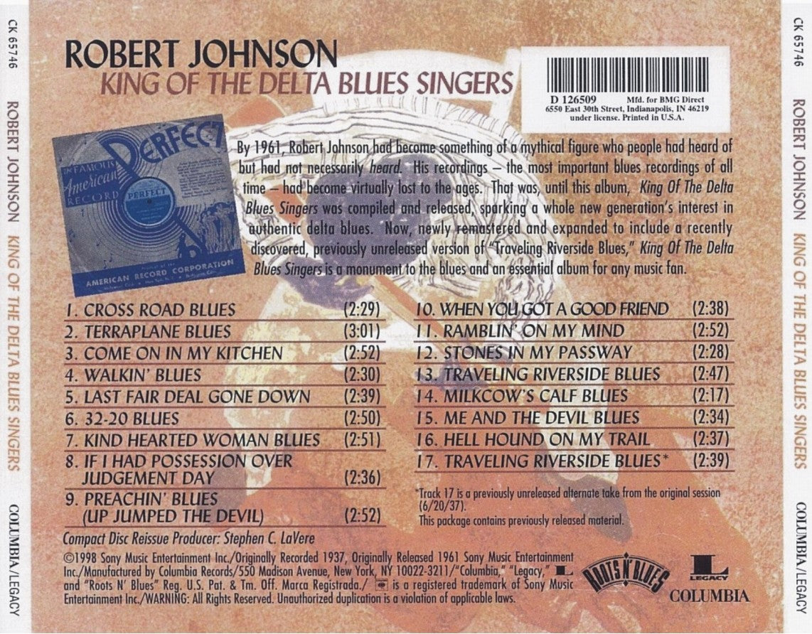 Back Cover: Robert Johnson – King Of Delta Blues Singers (+ 1 Bonus Track CD) CD | Relix