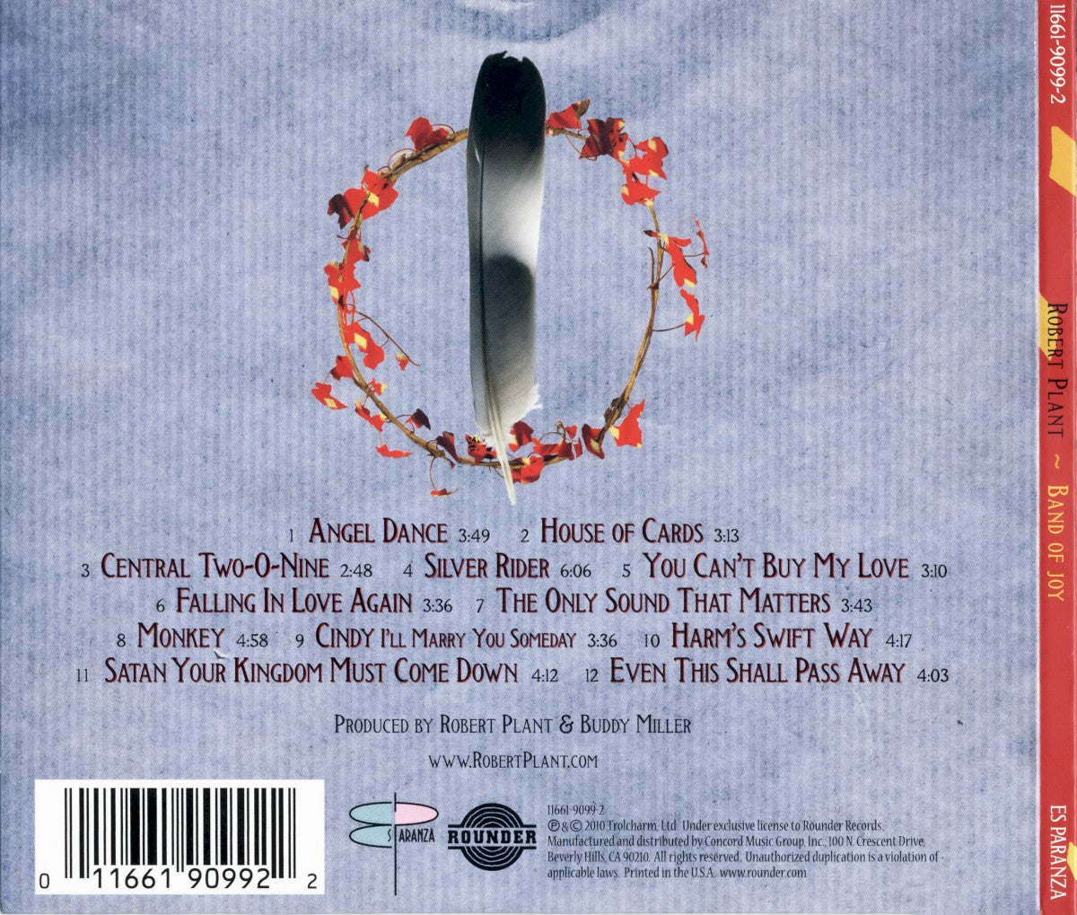 Back Cover: Robert Plant – Band of Joy CD | Relix