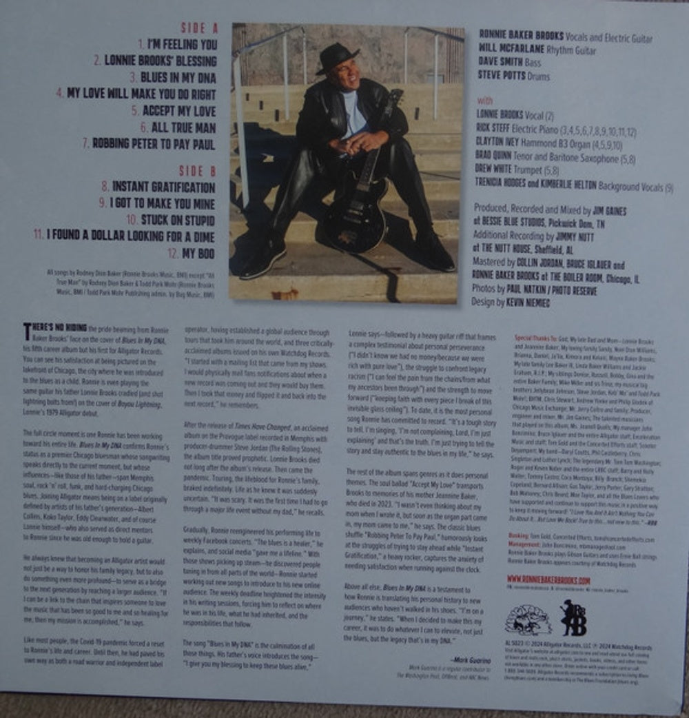 Back Cover: Ronnie Baker Brooks – Blues In My DNA (Blue LP Vinyl) Vinyl LP | Relix